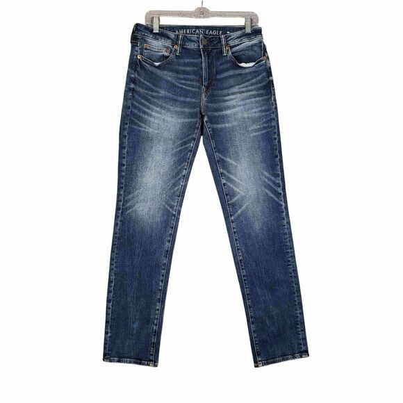 American Eagle AE Jeans Mens Size 29x32 Flex Slim Straight Blue Stretch - Picture 2 of 12
